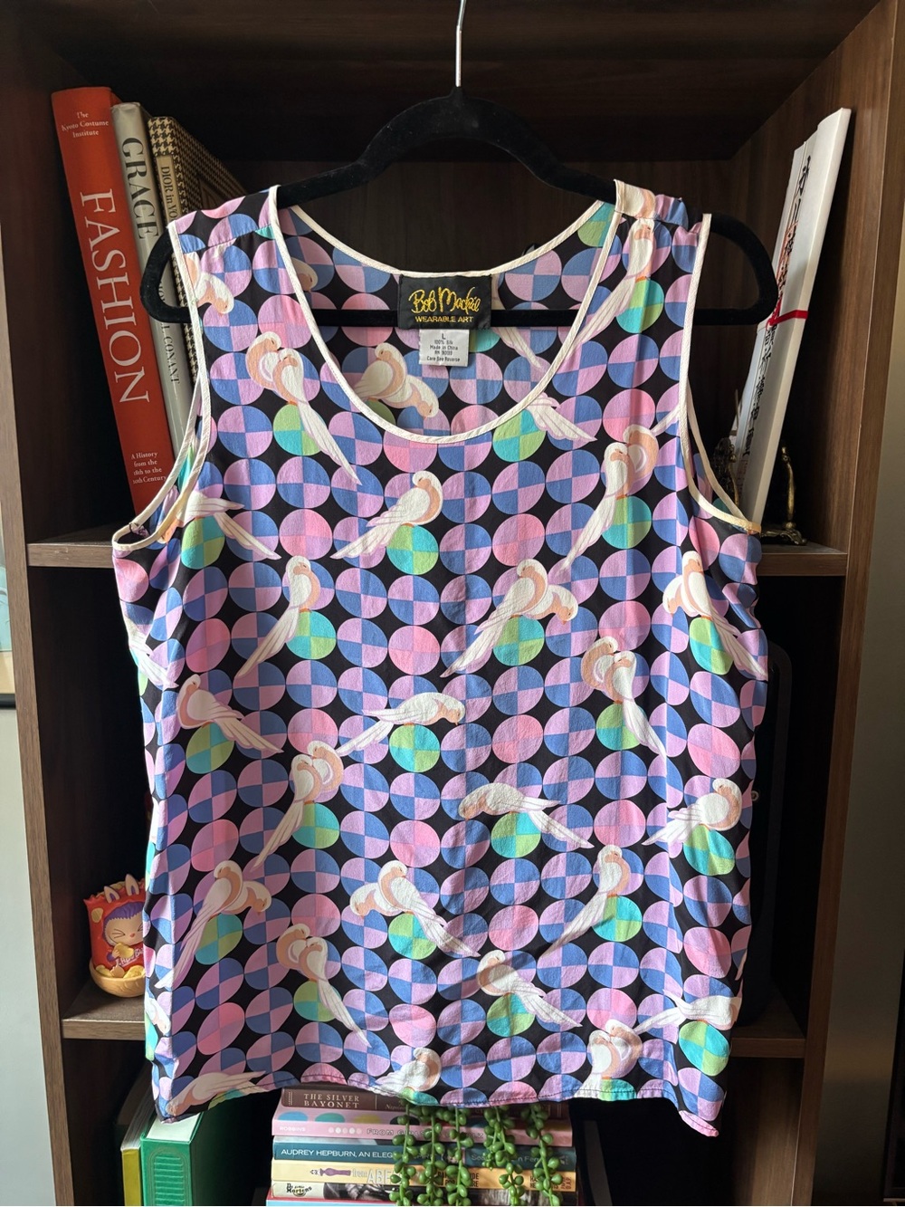 Vintage Bob Mackie Multicolor Dove Print Tank Top
